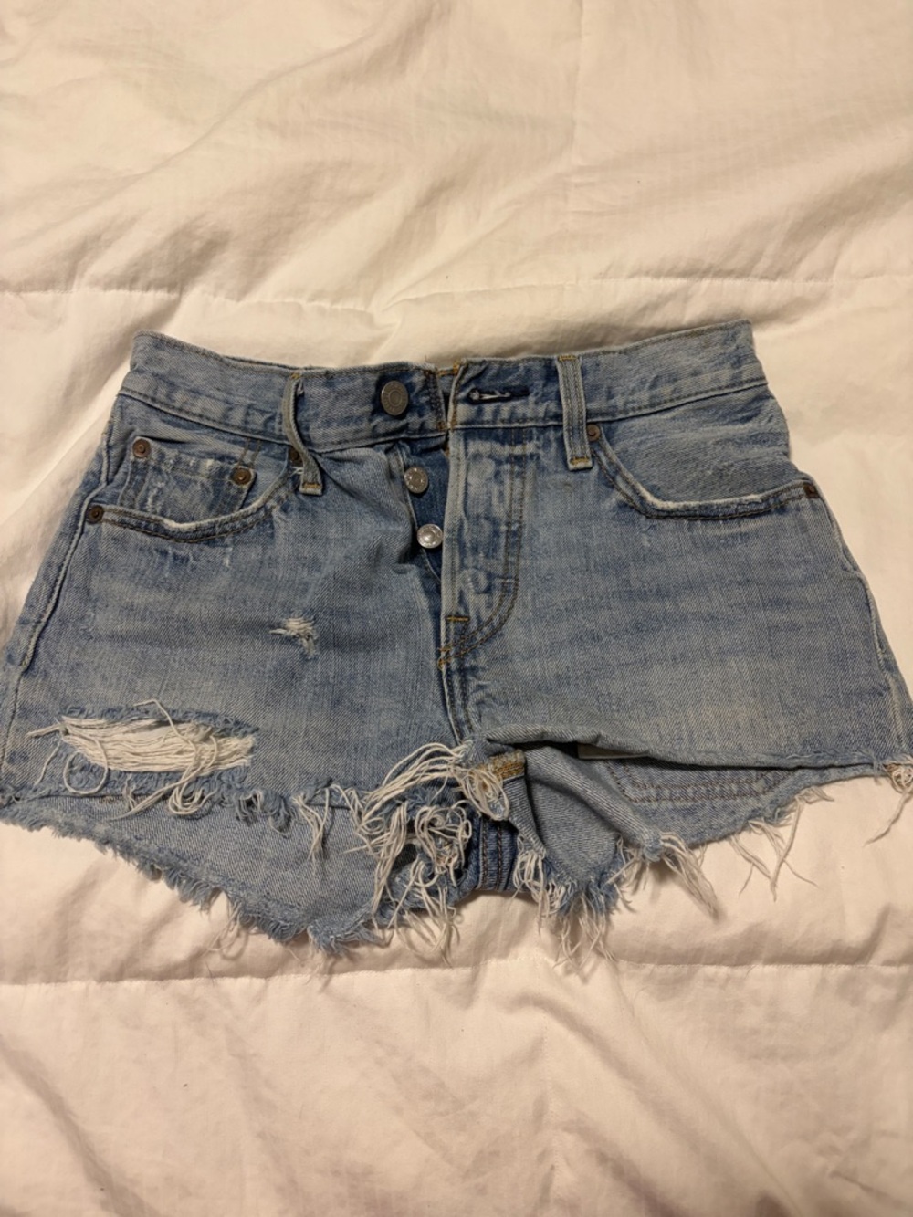 Levi's Light Blue Distressed Jean Cutoff Shorts